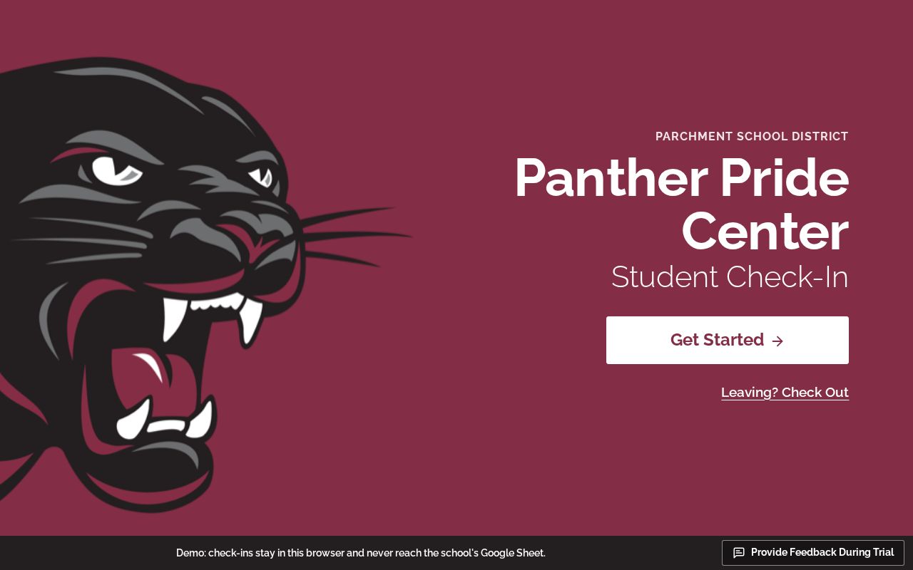 Preview of Panther Pride Center Check-In