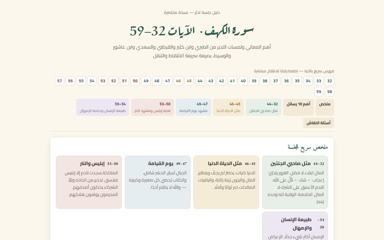 Preview of دليل تدبر آيات الكهف 32-59