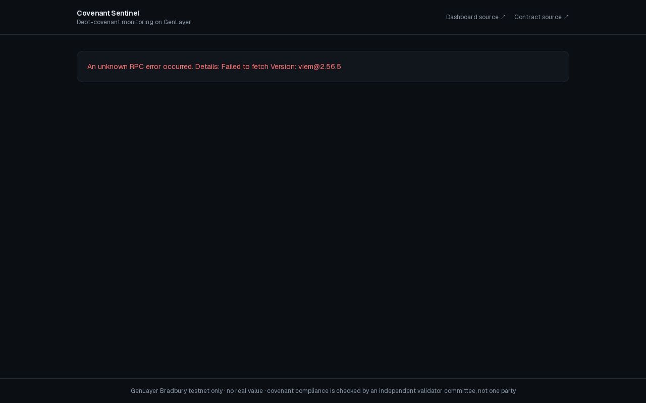 Preview of Covenant Sentinel Dashboard