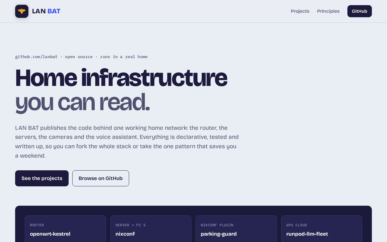 Preview of LAN BAT: open home infrastructure