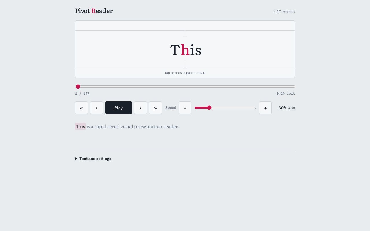 Preview of Pivot Reader