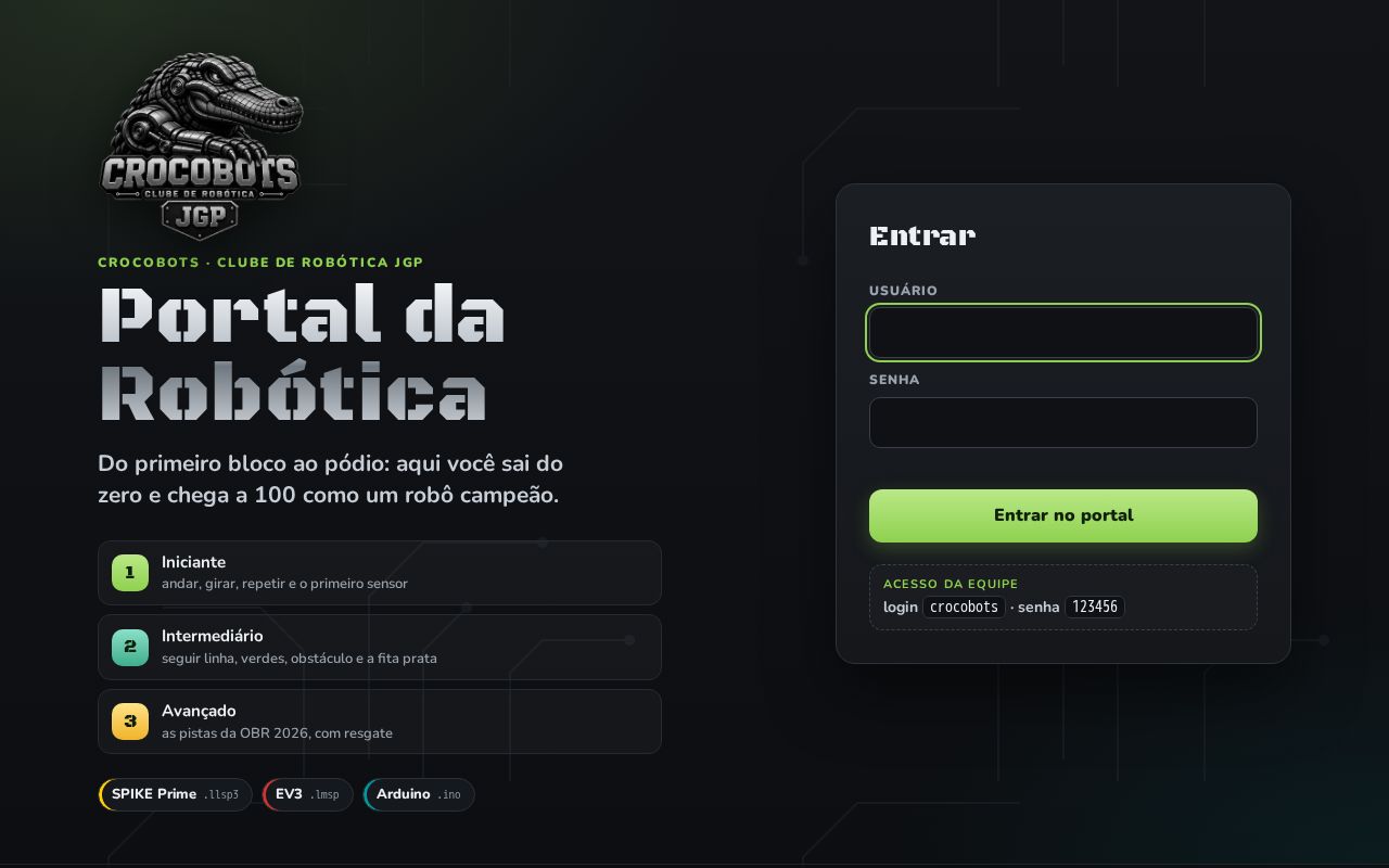 Preview of Simulador da arena de resgate da OBR 2026 com editor de blocos - equipe CROCOBOTS