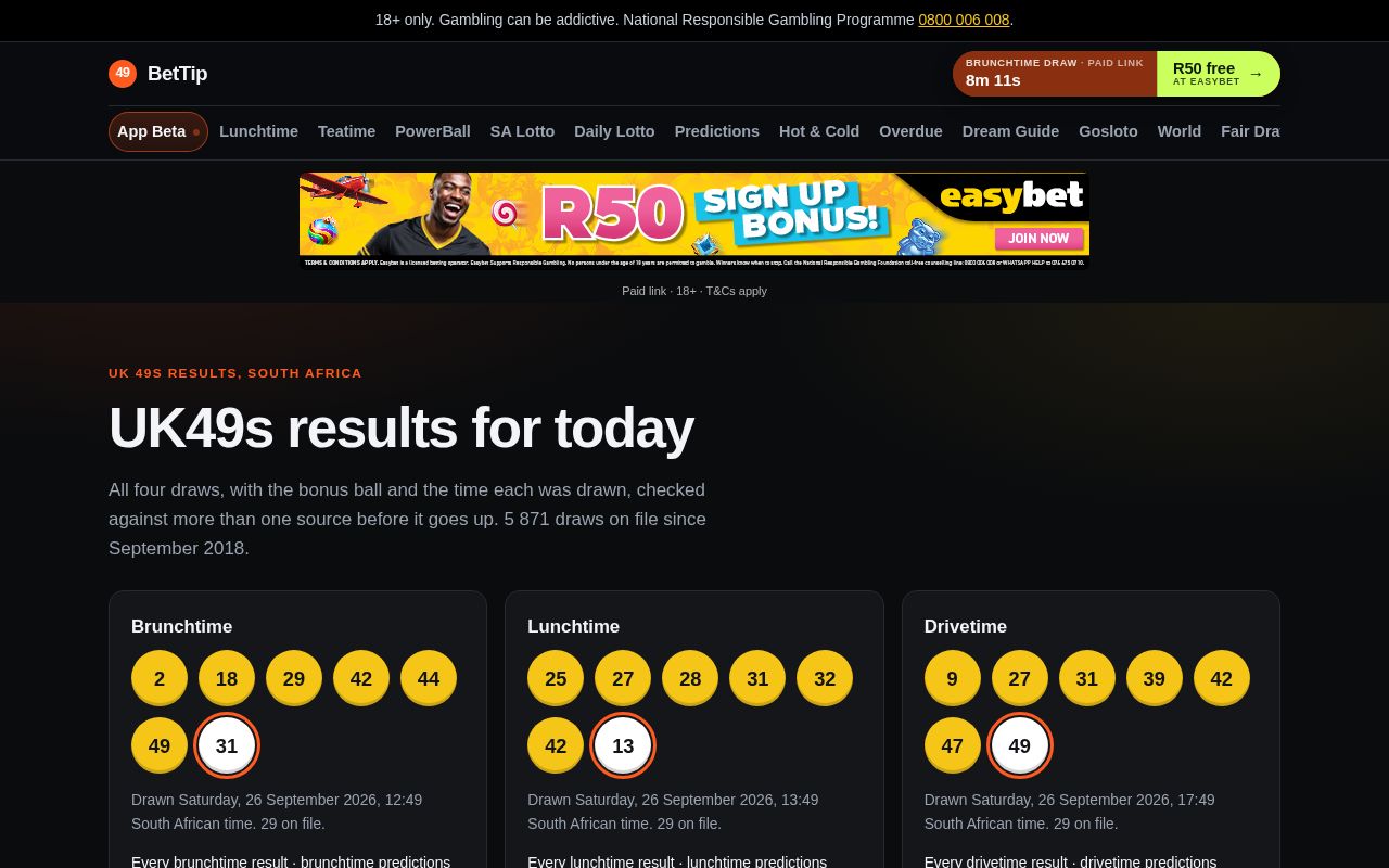 Preview of Bettip Draws Api