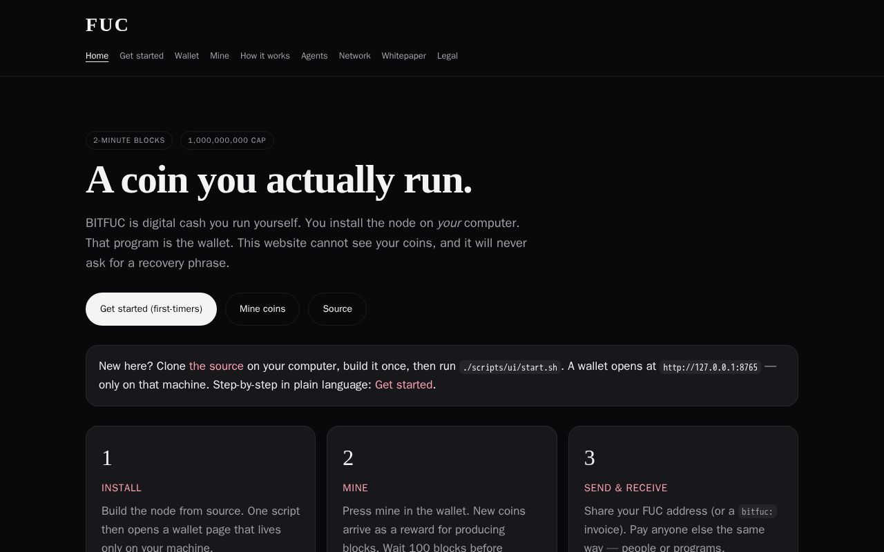 Preview of Static brochure for bitfuc.com. Not a wallet.