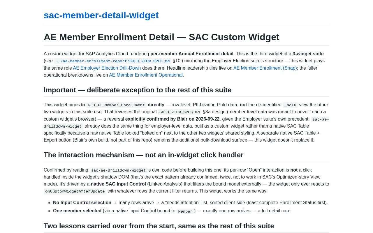 Preview of Sac Member Detail Widget