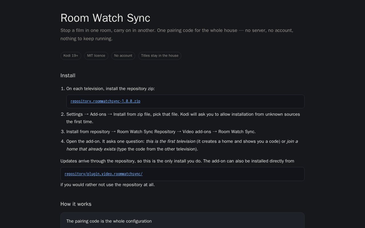 Preview of Room Watch Sync for Kodi