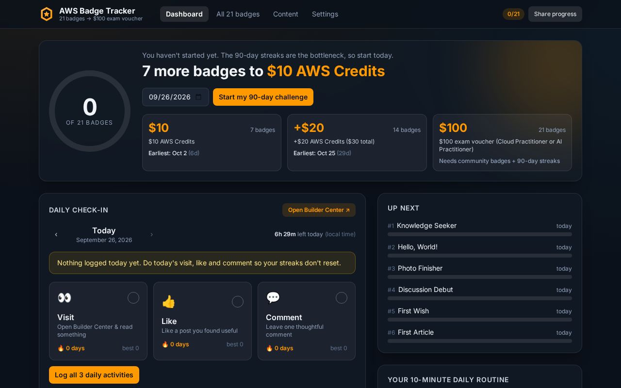 Preview of Aws Badge Tracker