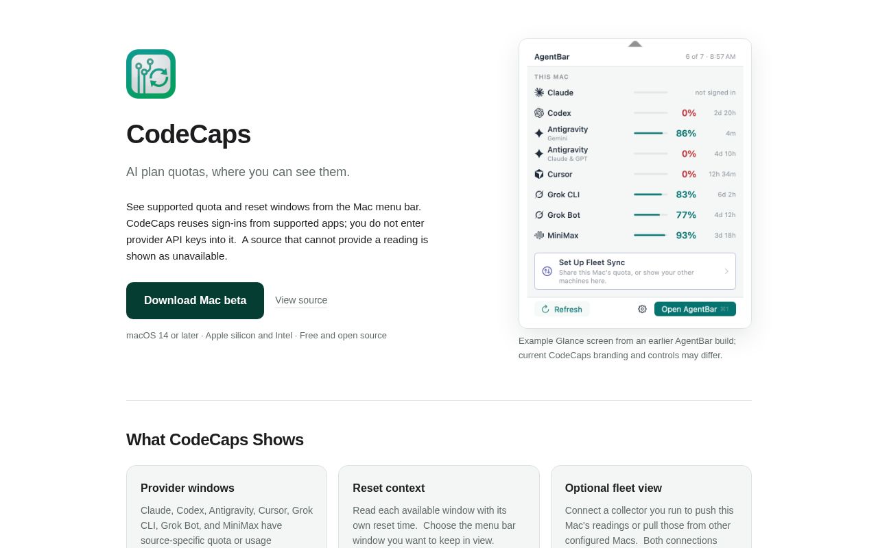 Preview of CodeCaps