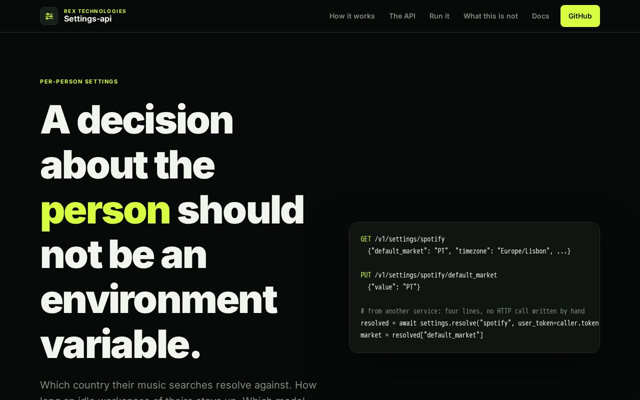 Preview of Settings Api
