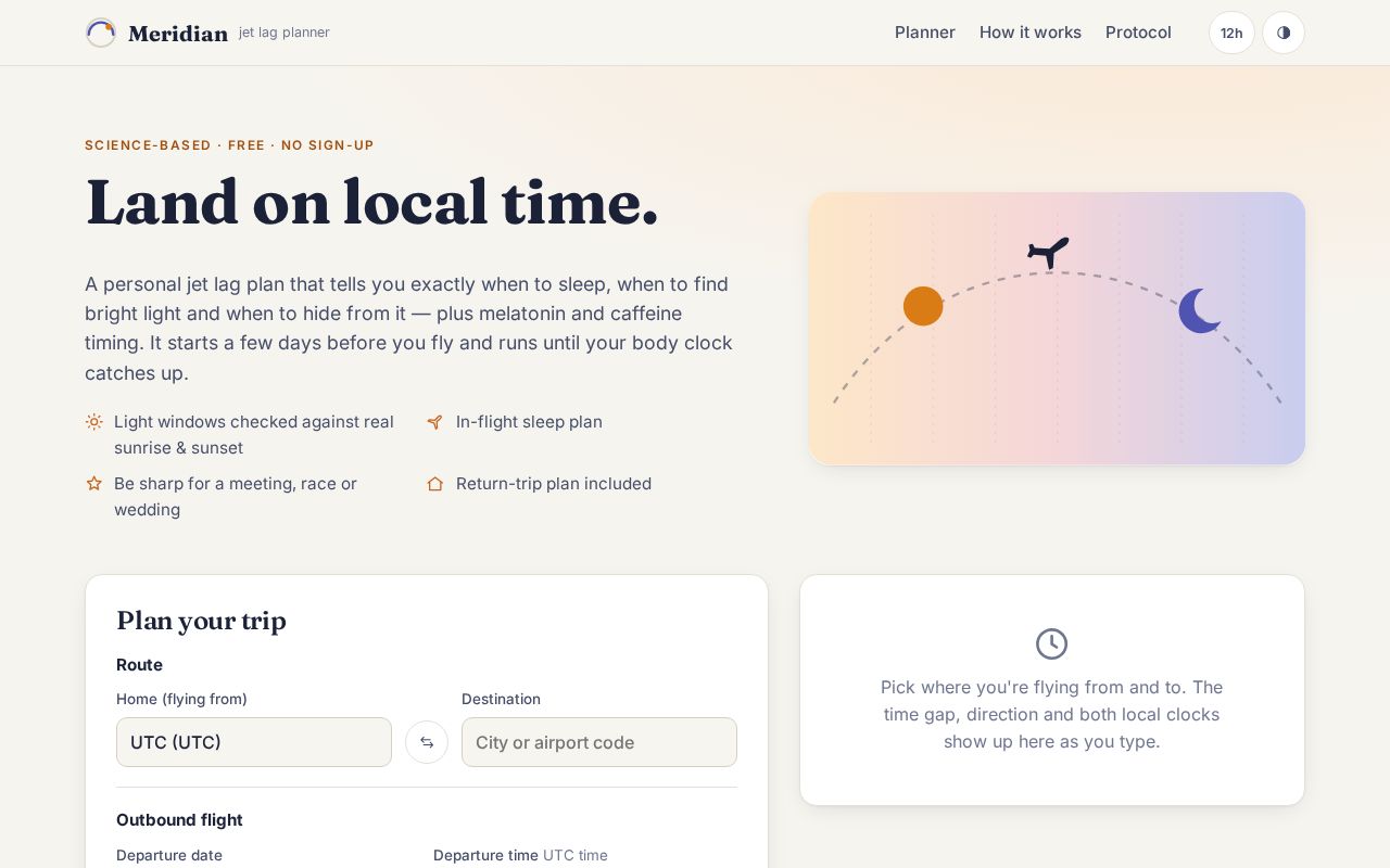 Preview of Jet Lag Calculator