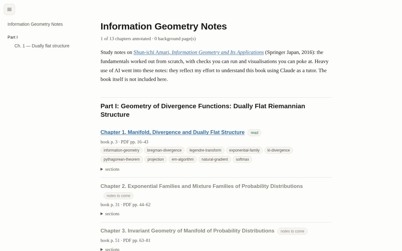 Preview of Information Geometry Notes