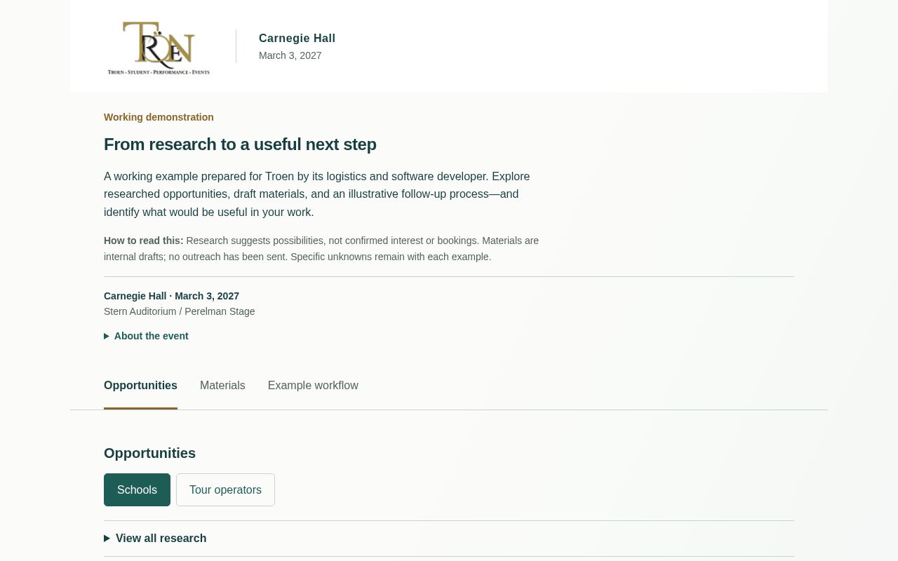 Preview of PostgreSQL lead pipeline and templated outreach for a band travel charter client