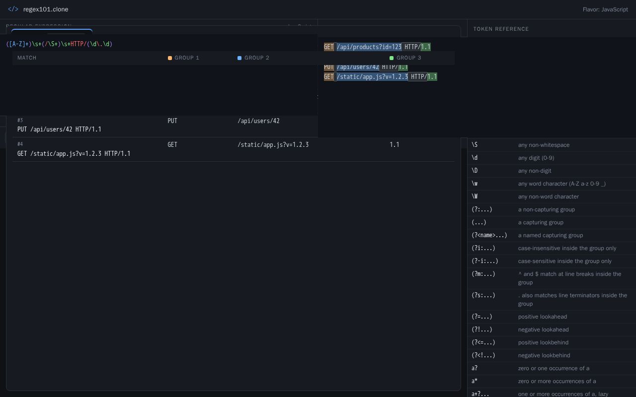 Preview of regex101clone