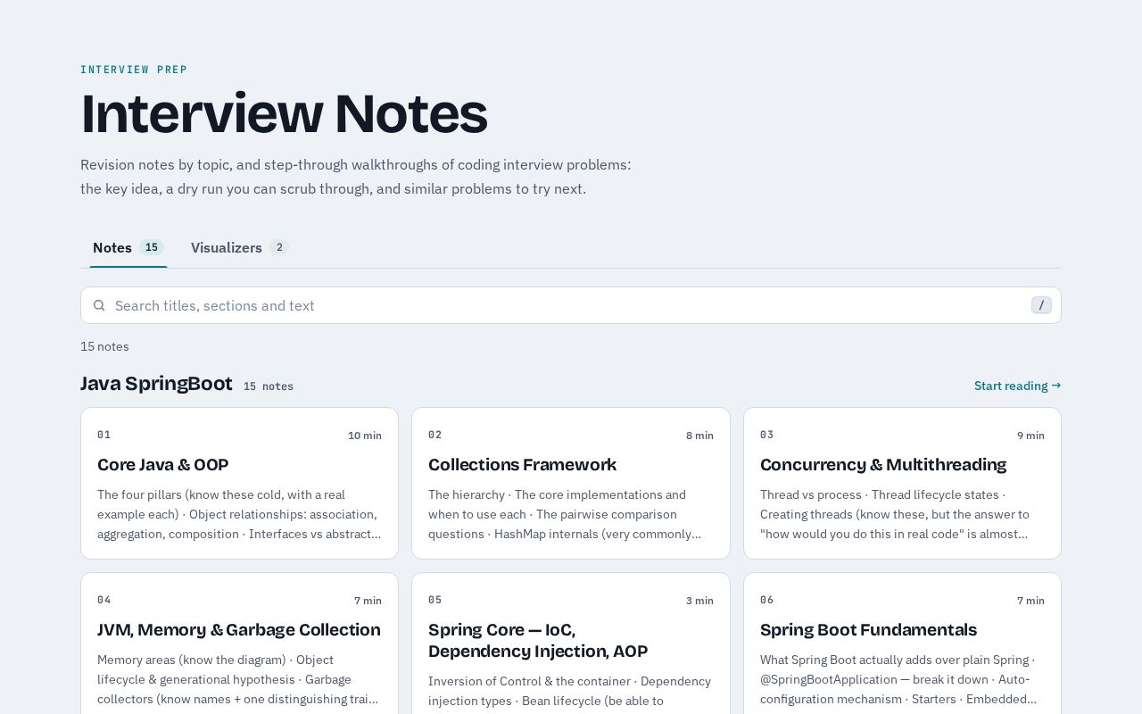 Preview of Interview Notes