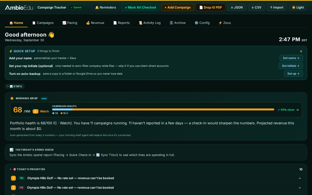 Preview of Ambio Tracker