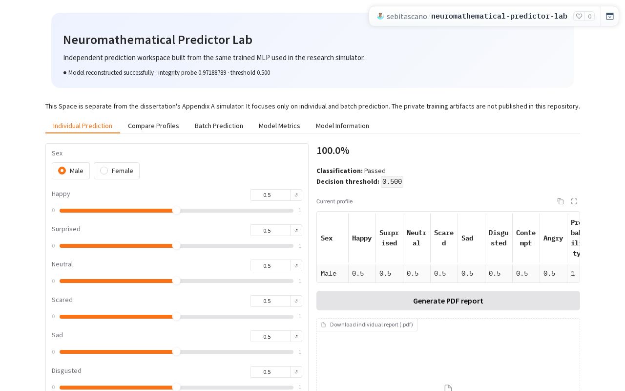 Preview of Neuromathematical Predictor Lab