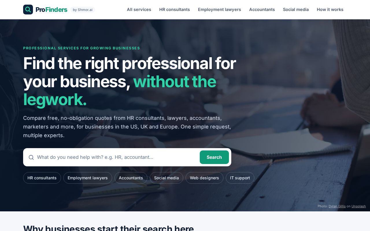 Preview of ProFinders: Find HR, Legal, Finance & Marketing Pros