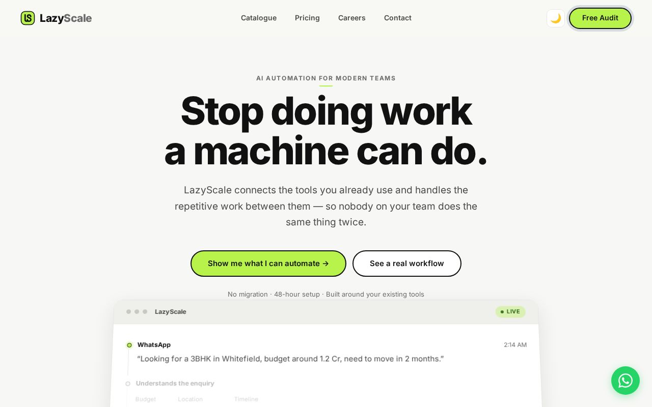 Preview of LazyScale — AI automation agency for startups