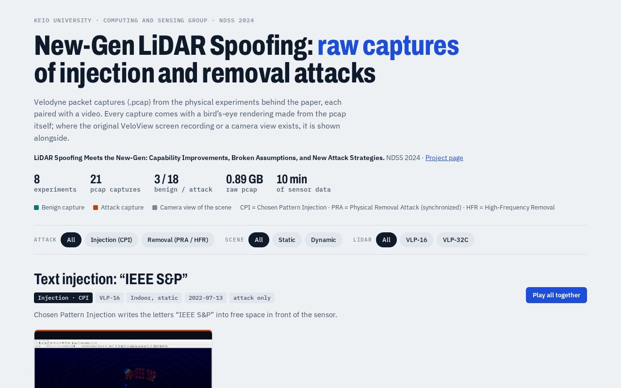 Preview of Lidar Spoofing Artifacts