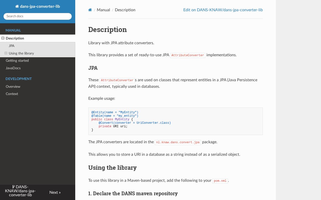 Preview of DANS JPA converters