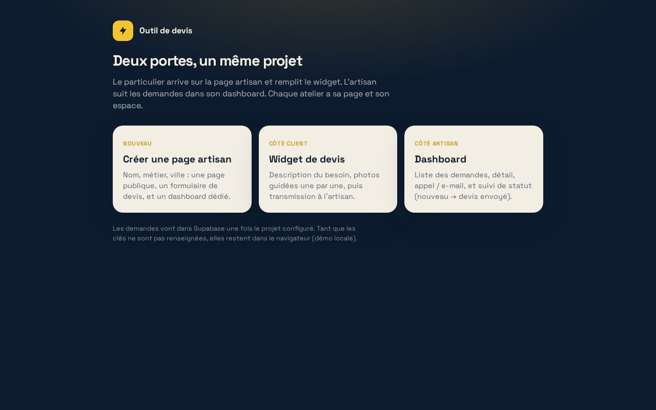 Preview of Devis Artisan Web