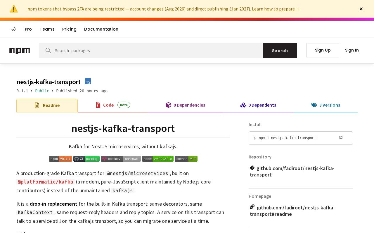 Preview of Nestjs Kafka Transport