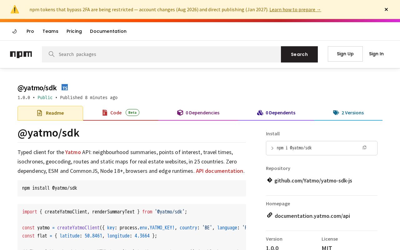 Preview of Yatmo Sdk Js