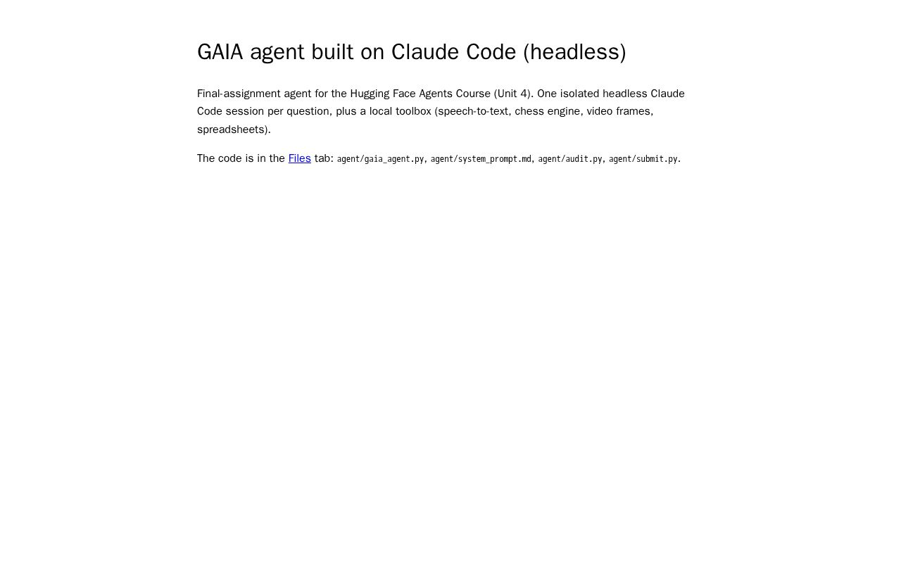 Preview of GAIA Claude Code Agent