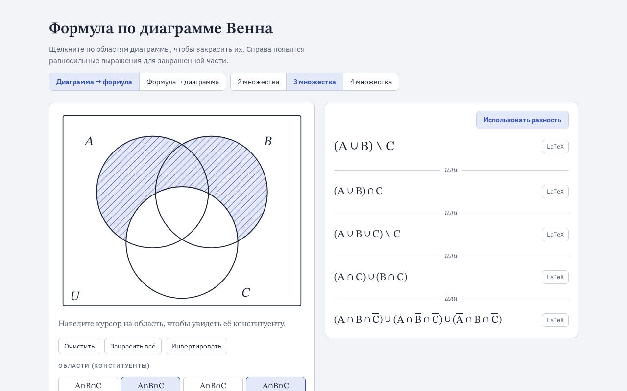 Preview of Venn Formula