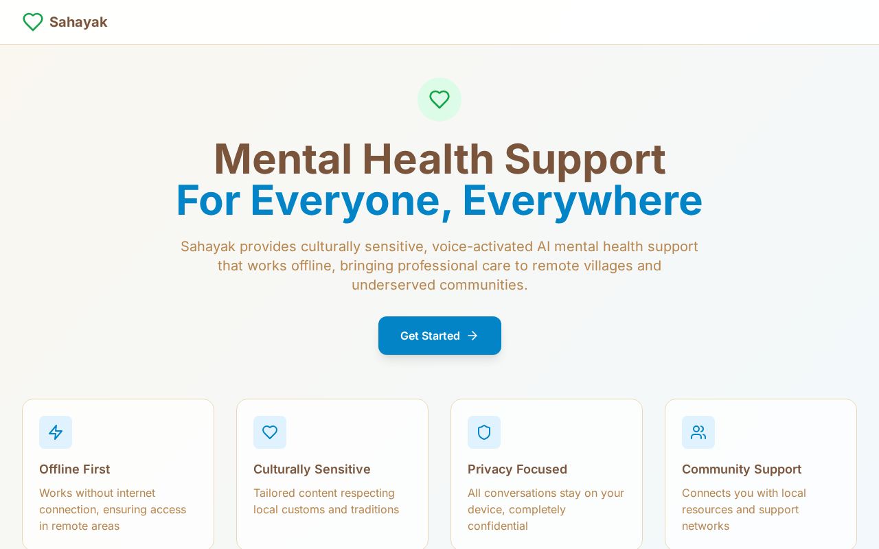 Preview of Sahayak - AI Mental Health ChatBot