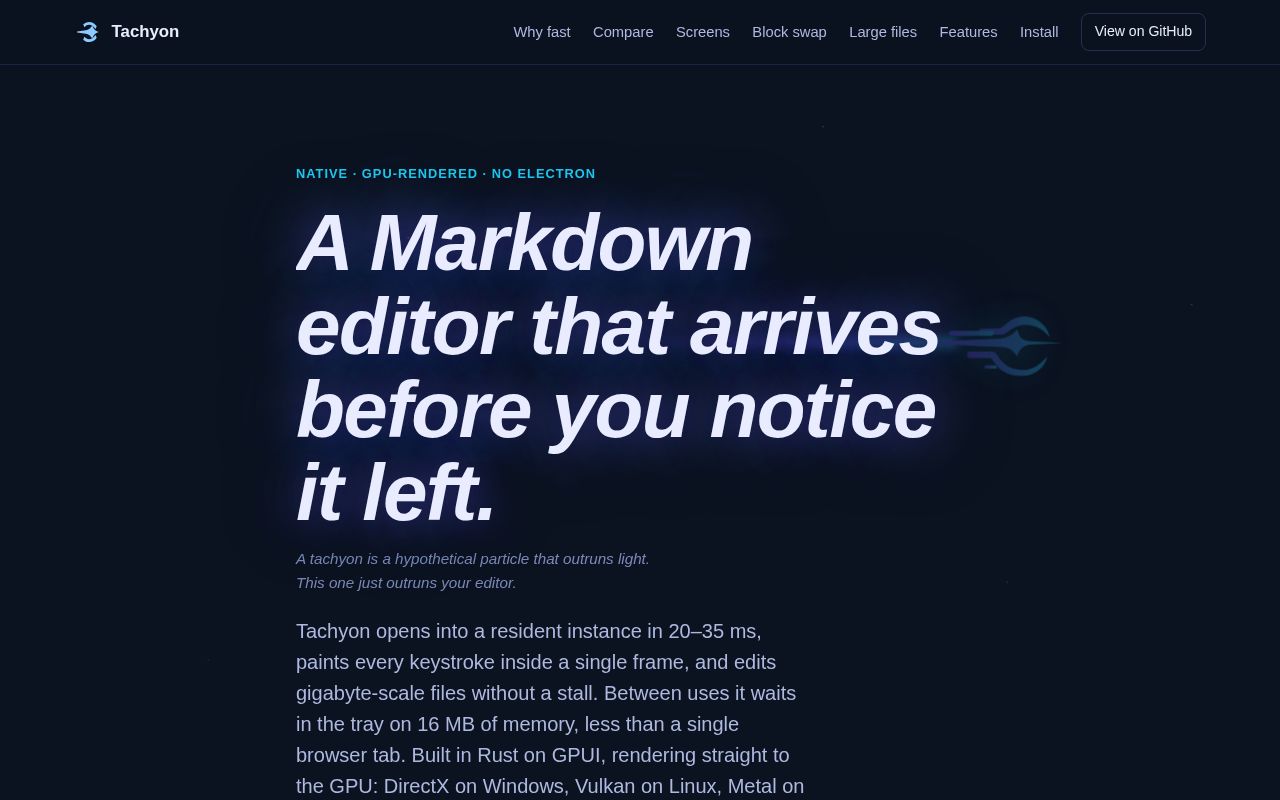 Preview of Tachyon: write faster, think further