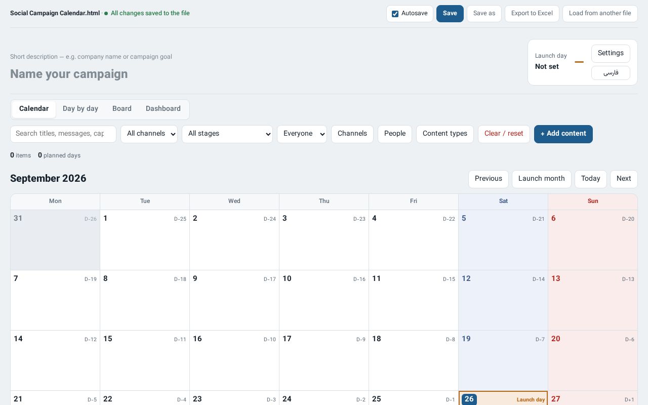 Preview of Social Campaign Calendar