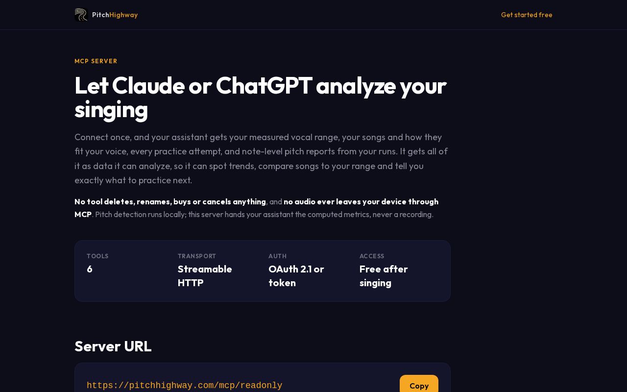 Preview of PitchHighway MCP Server: Let Claude or ChatGPT Analyze Your Singing