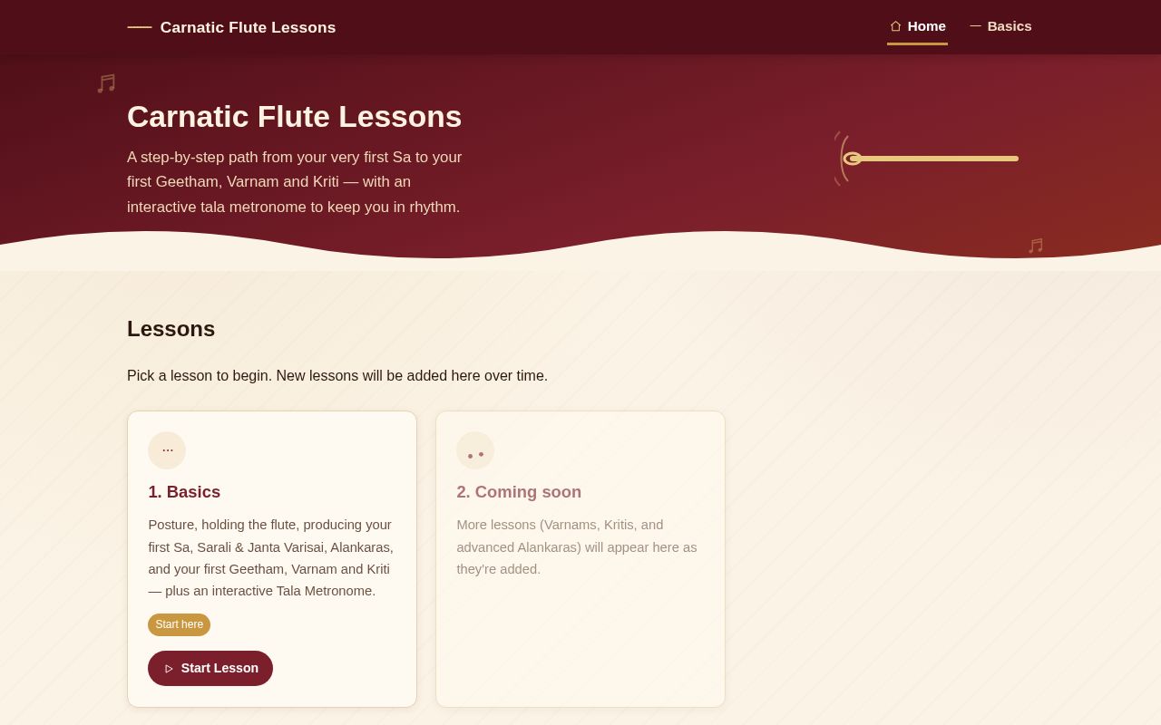 Preview of Carnatic Flute Lessons