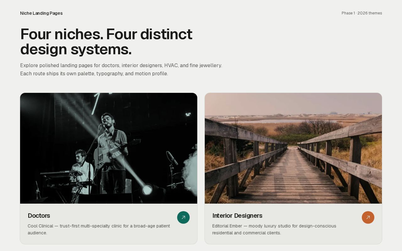 Preview of Niche Landing Pages