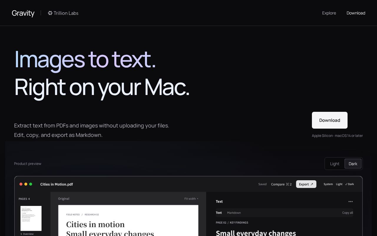 Preview of GravityOCR MacOS