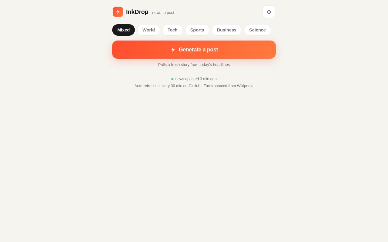 Preview of News Post Generator
