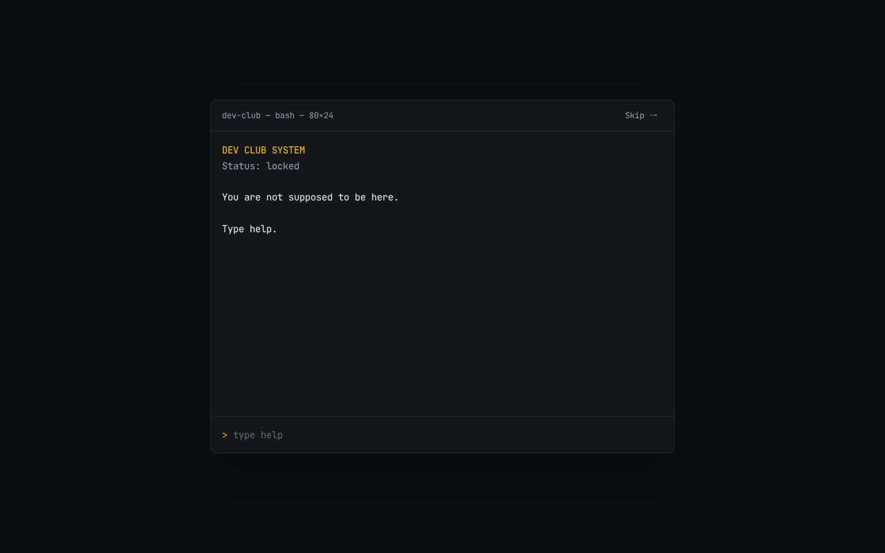 Preview of the website for the { Dev Club }