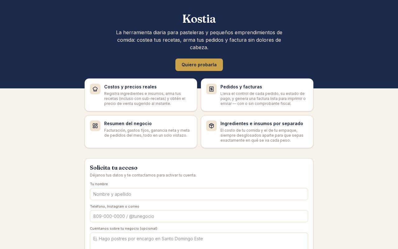 Preview of App Costeo Umami