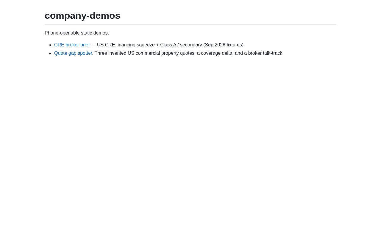 Preview of Company Demos