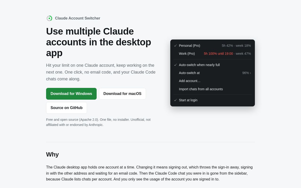 Preview of Claude Account Switcher