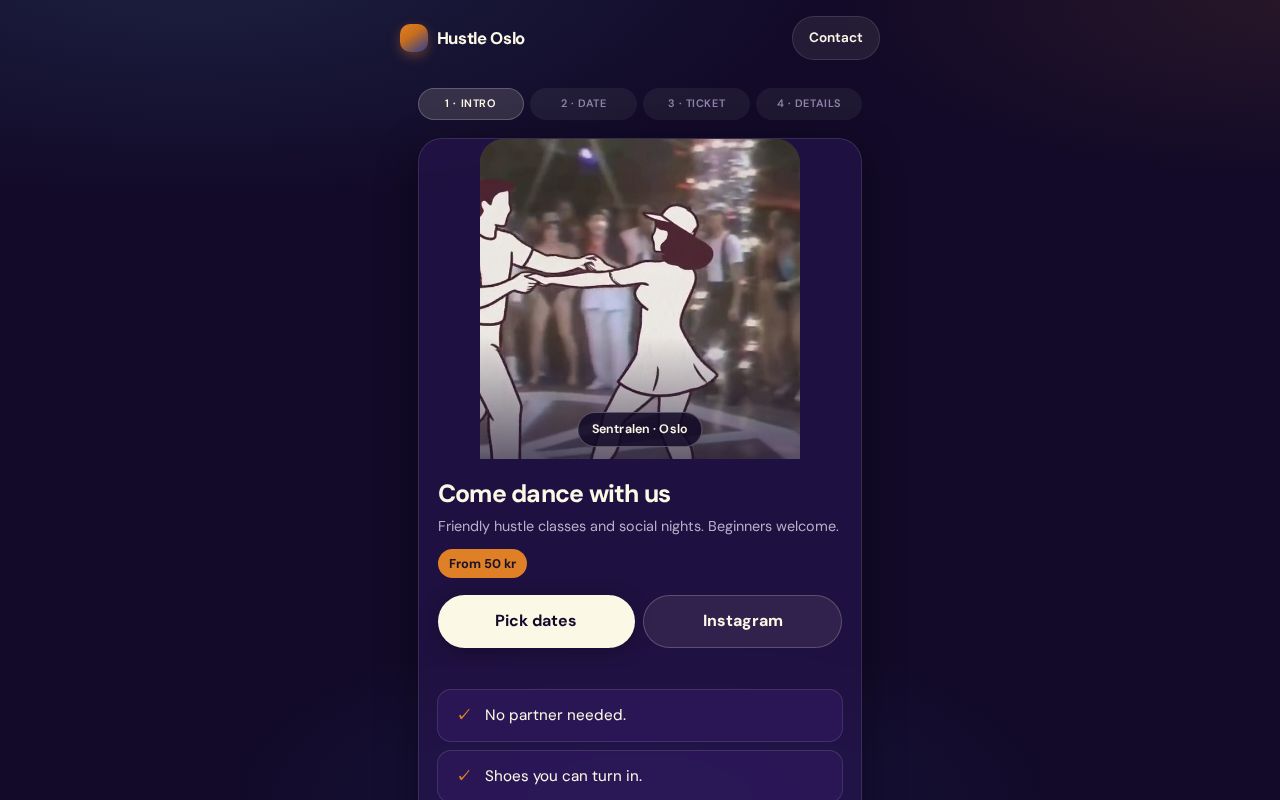 Preview of Hustle Oslo Signup