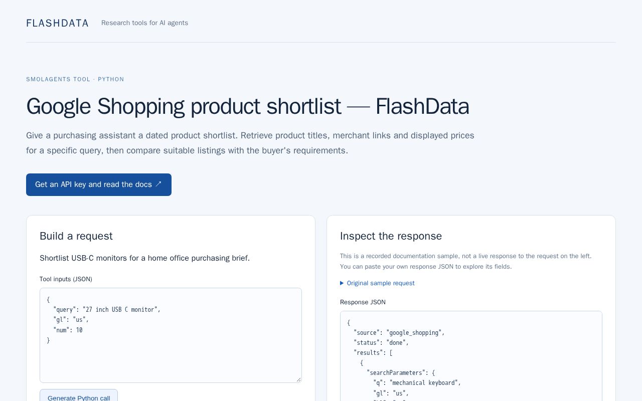 Preview of Google Shopping product shortlist