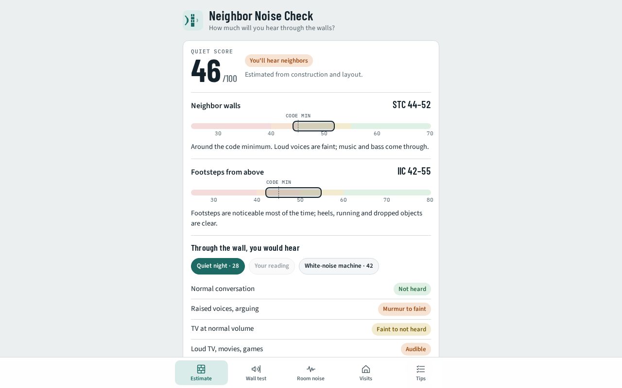 Preview of Neighbor Noise Check