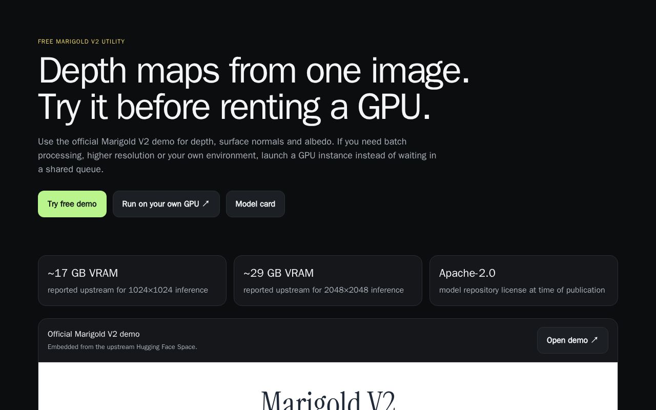Preview of Marigold V2 Depth Studio