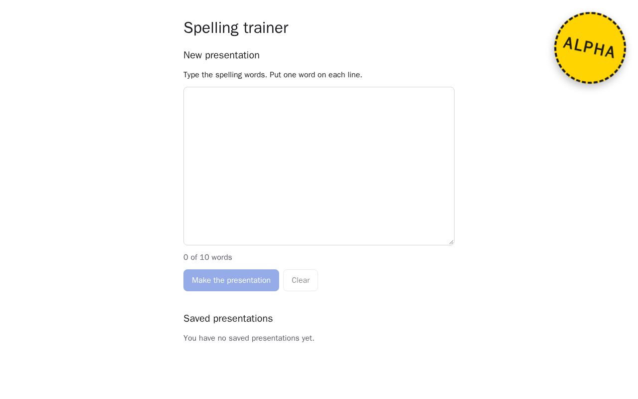 Preview of A simple site to help with training spellings