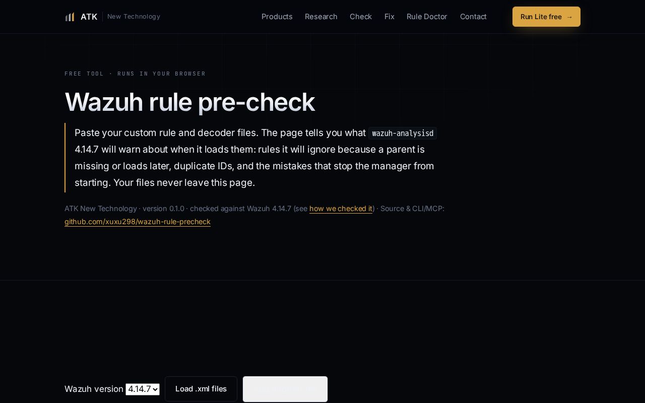 Preview of Wazuh Rule Precheck