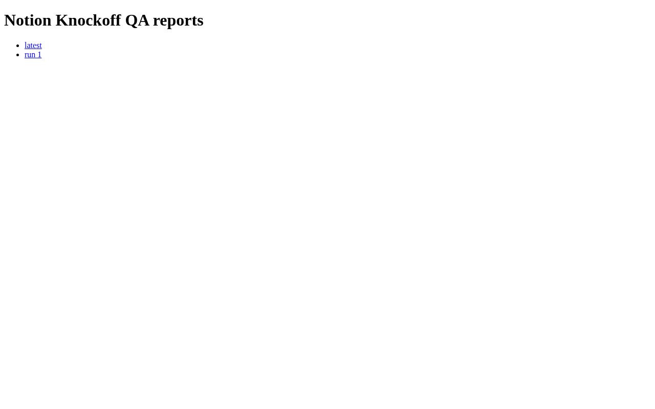 Preview of Notion Knockoff QA reports