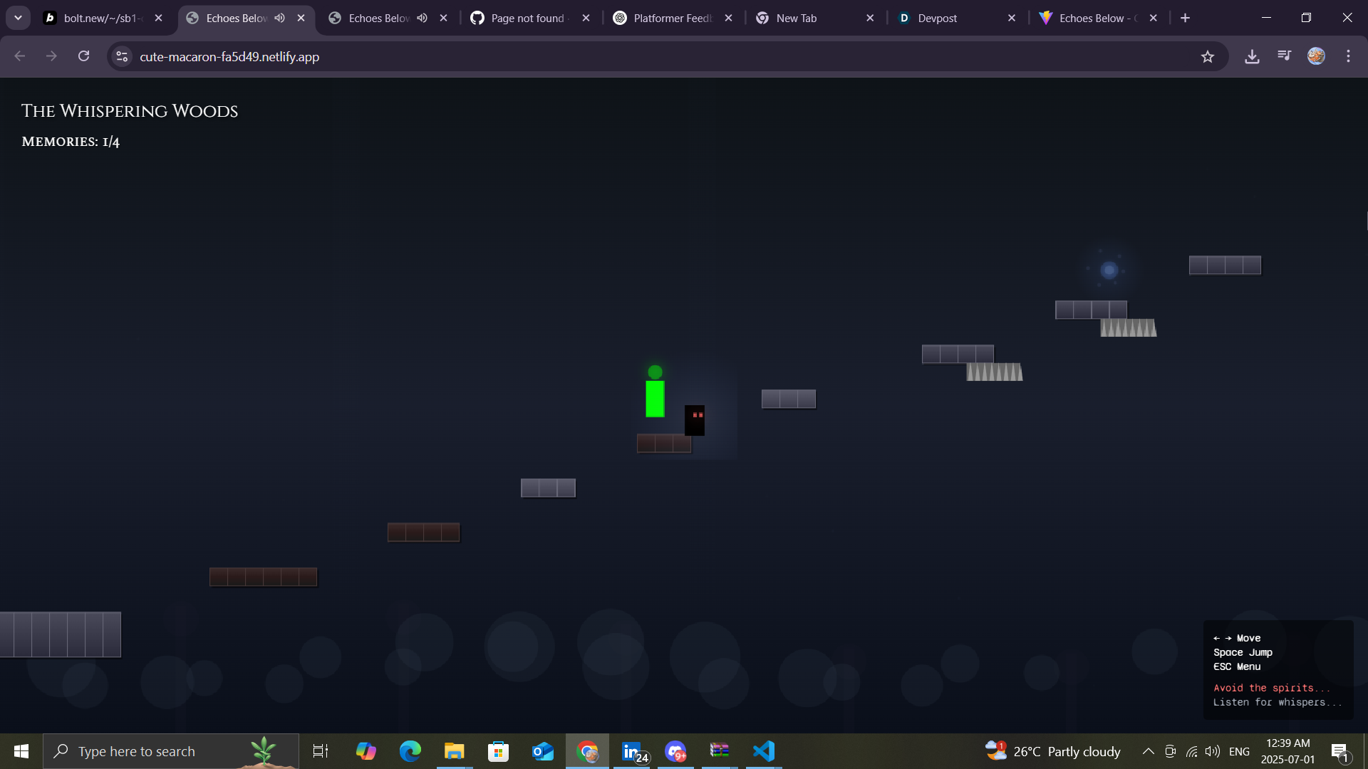 Preview of ECHOES BELOW- a platformer game