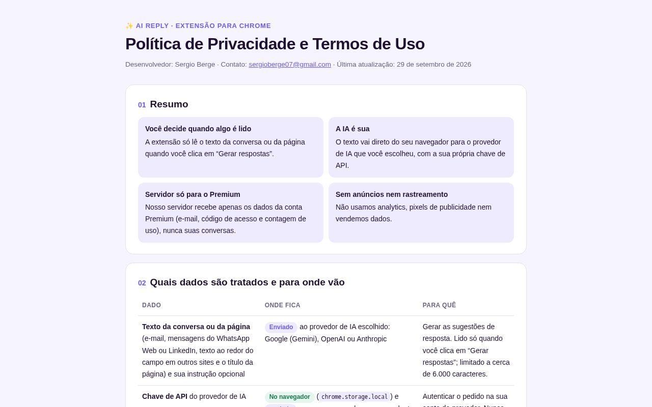 Preview of Ai Reply Privacidade